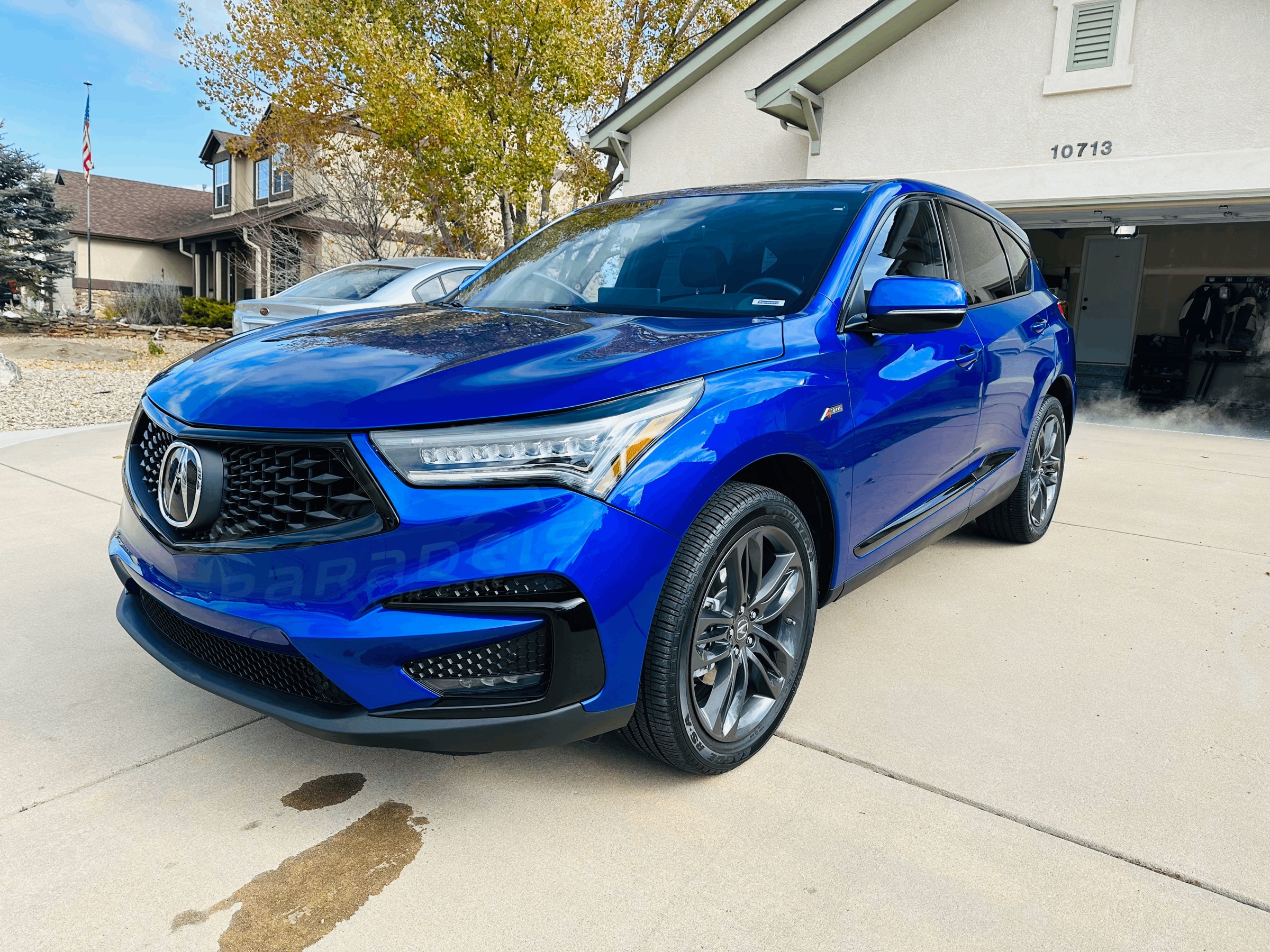 Blue Acura RDX detailed by Paradeis Car Care, front three-quarter