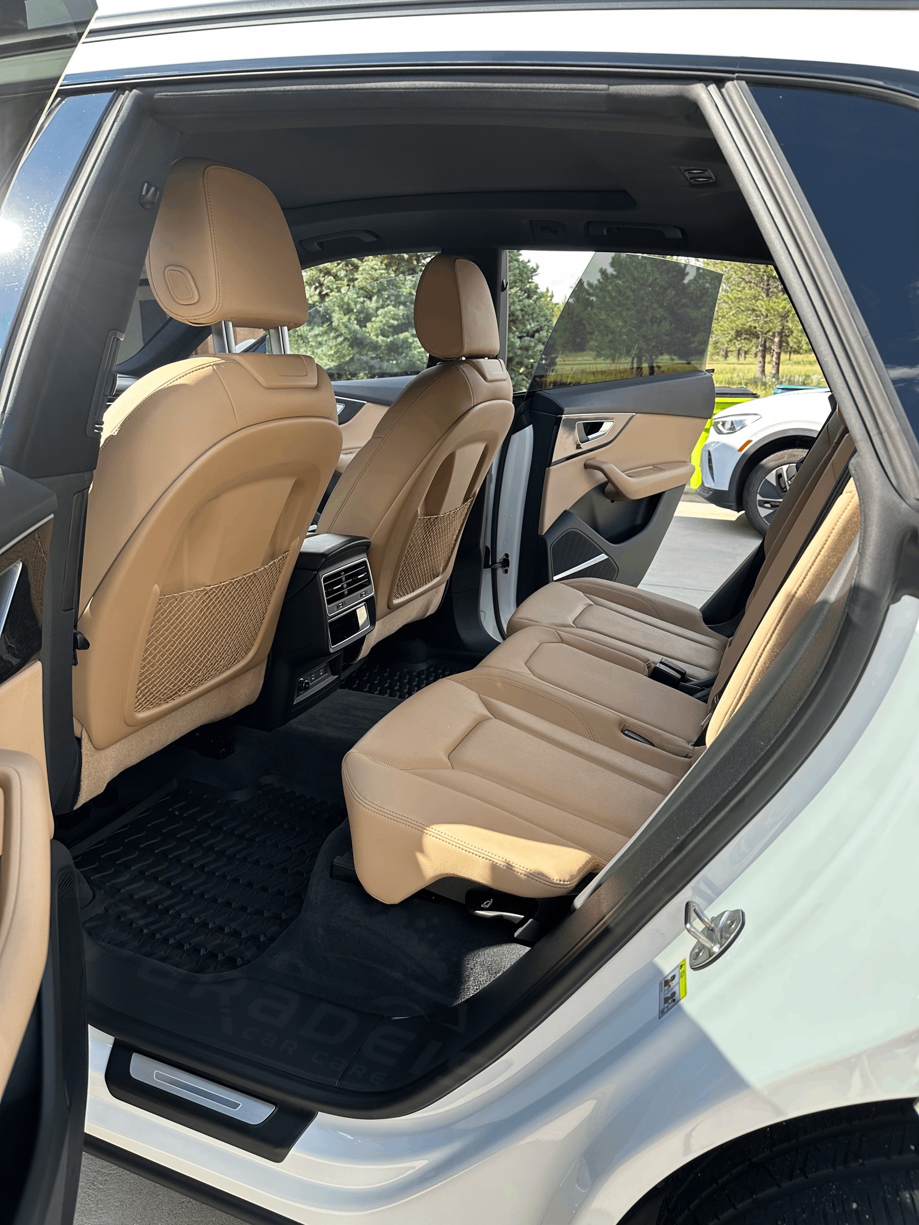 Audi Q8 finished interior, rear cabin, detailed by Paradeis Car Care