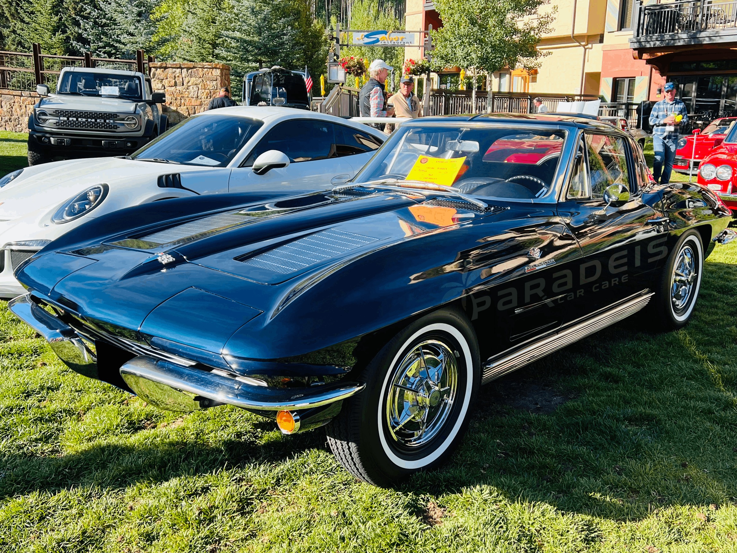 Blue Corvette detailed by Paradeis Car Care, front three-quarter