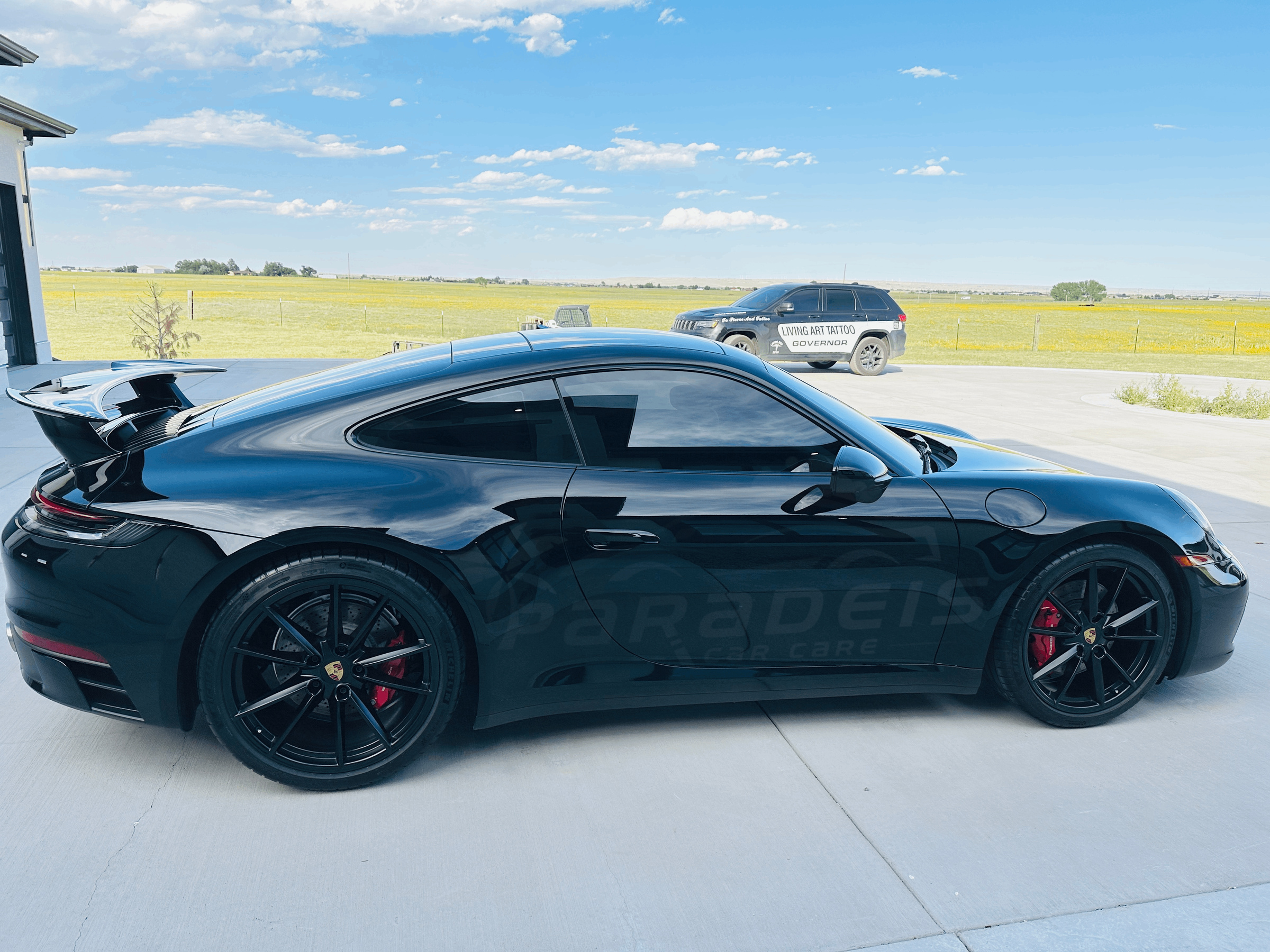 Black Porsche detailed by Paradeis Car Care